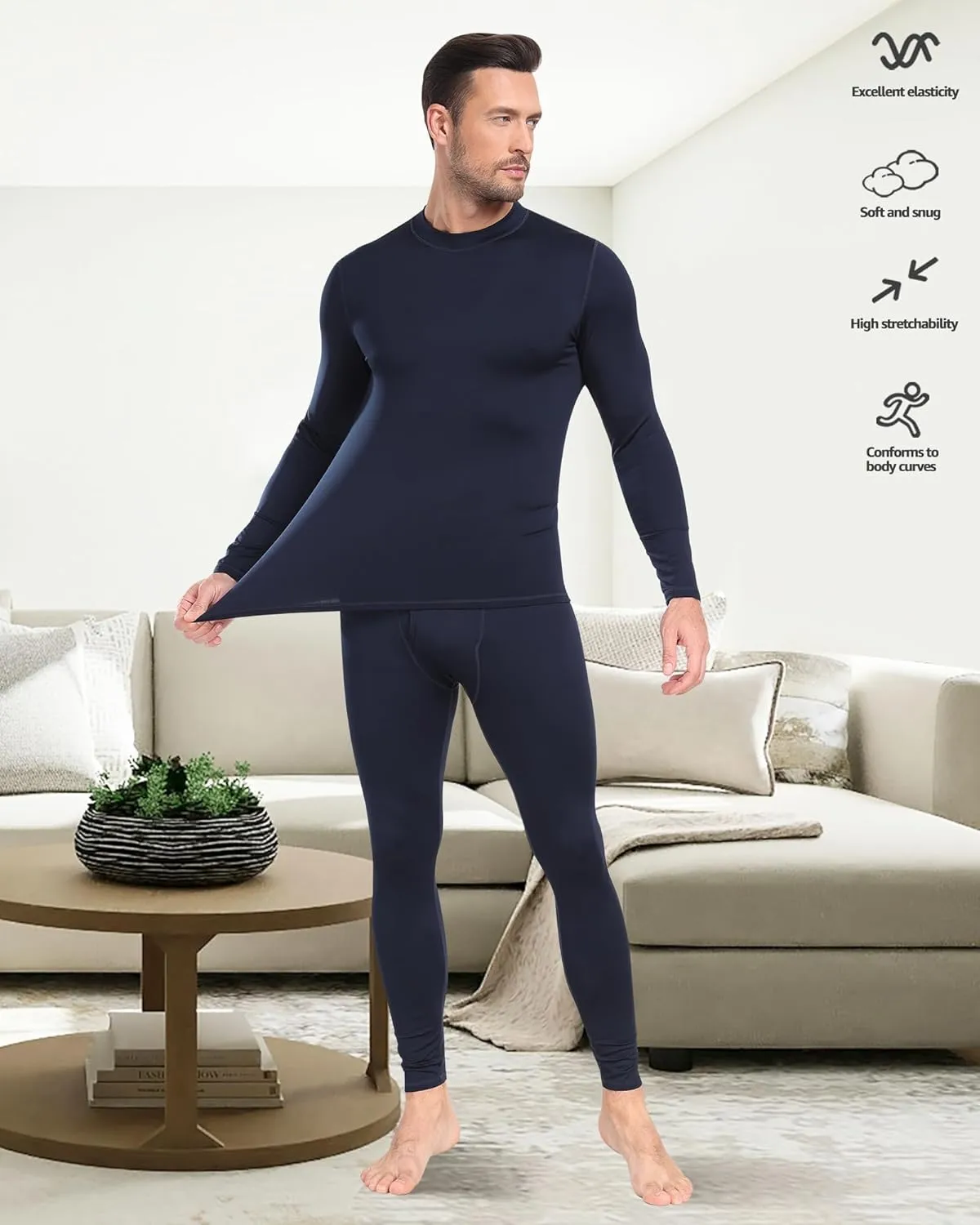 UNIQUEBLLA Long Johns Thermal Underwear Set for Men Thermal Base Layer Cold Weather Bottom Top