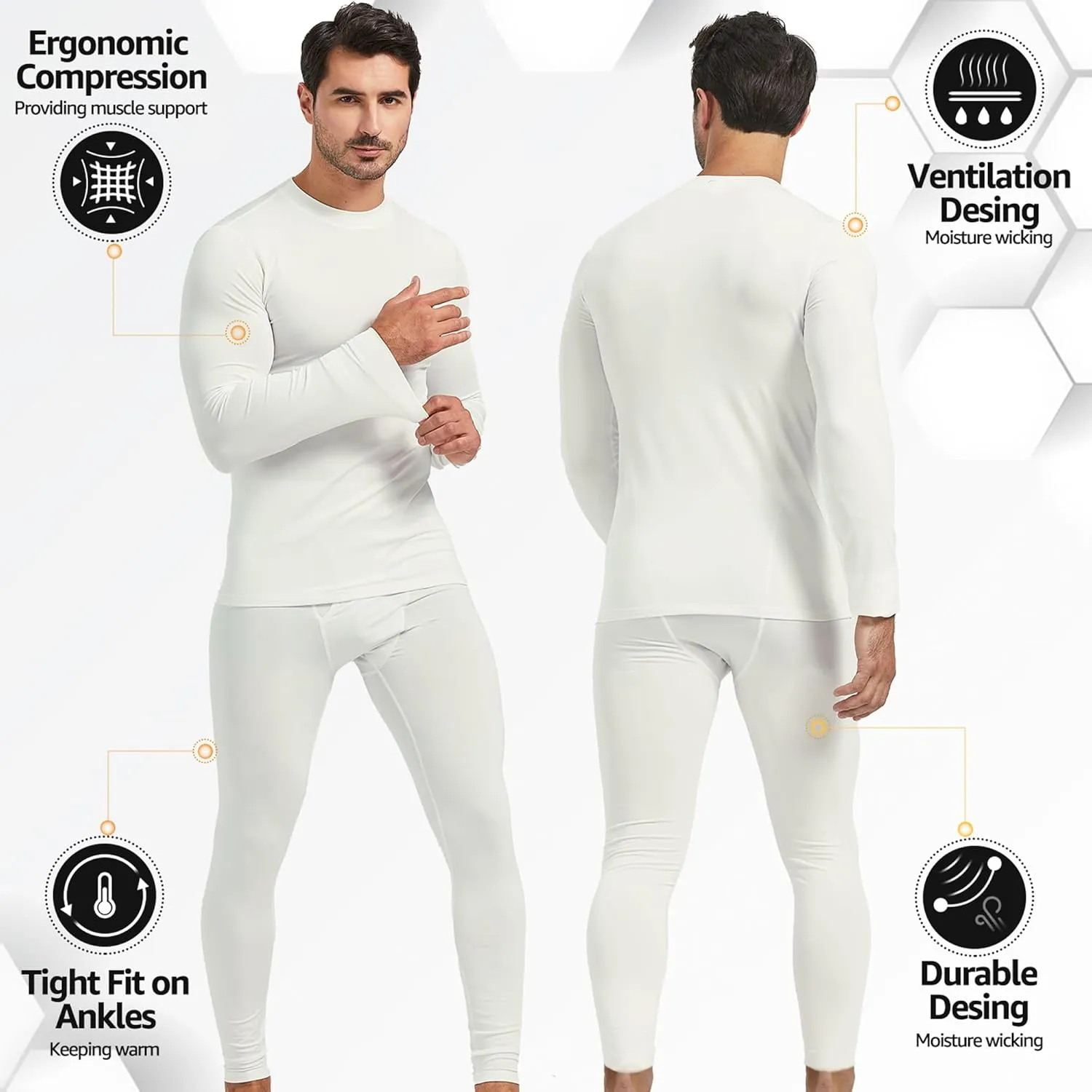 UNIQUEBLLA Long Johns Thermal Underwear Set for Men Thermal Base Layer Cold Weather Bottom Top