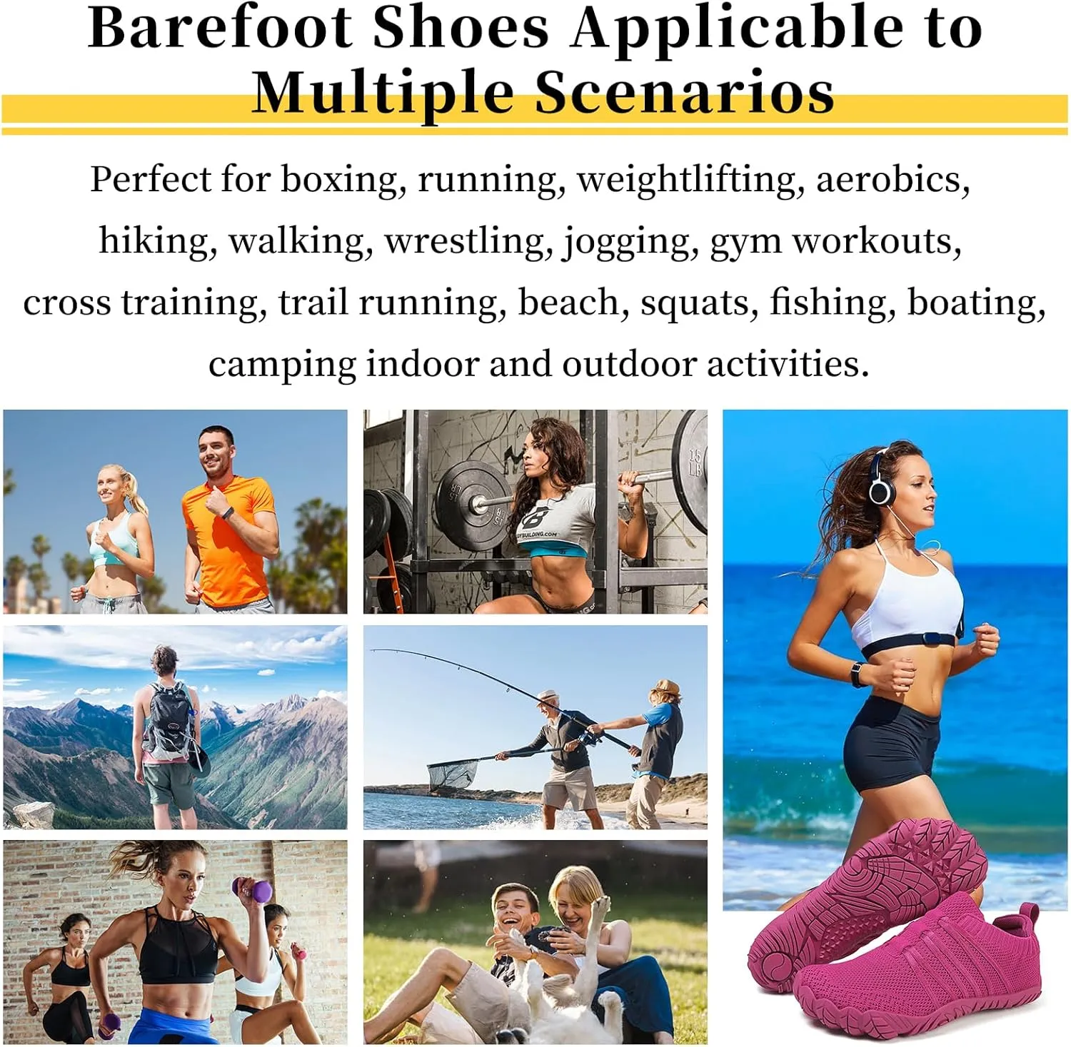 Unisex Barefoot Shoes for Men and Women with Wide Toe Box Zero Drop Design Minimalist Hike Footwear Water Shoes Five Finger Cross-Trainer Ideal for Walking Hiking and Grounding Activities