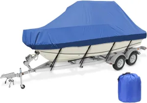 Universal Boat Cover for T-Top/Hard Top Boat, 420D Oxford Farbic Waterproof UV Resistant Large Size Trailerable Boat Cover,Blue,21~23ft: 883 x 550cm