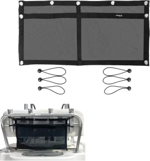 Upgrade Boat Storage Bag,Mesh Suspended Storage Organizer, Cargo Net Pocket Organizer Pouch Bag,Boat,Truck SUV Travel Long Road Trip Camping Interior Accessories with 6 pcs Elastic Ring(32 INCH)