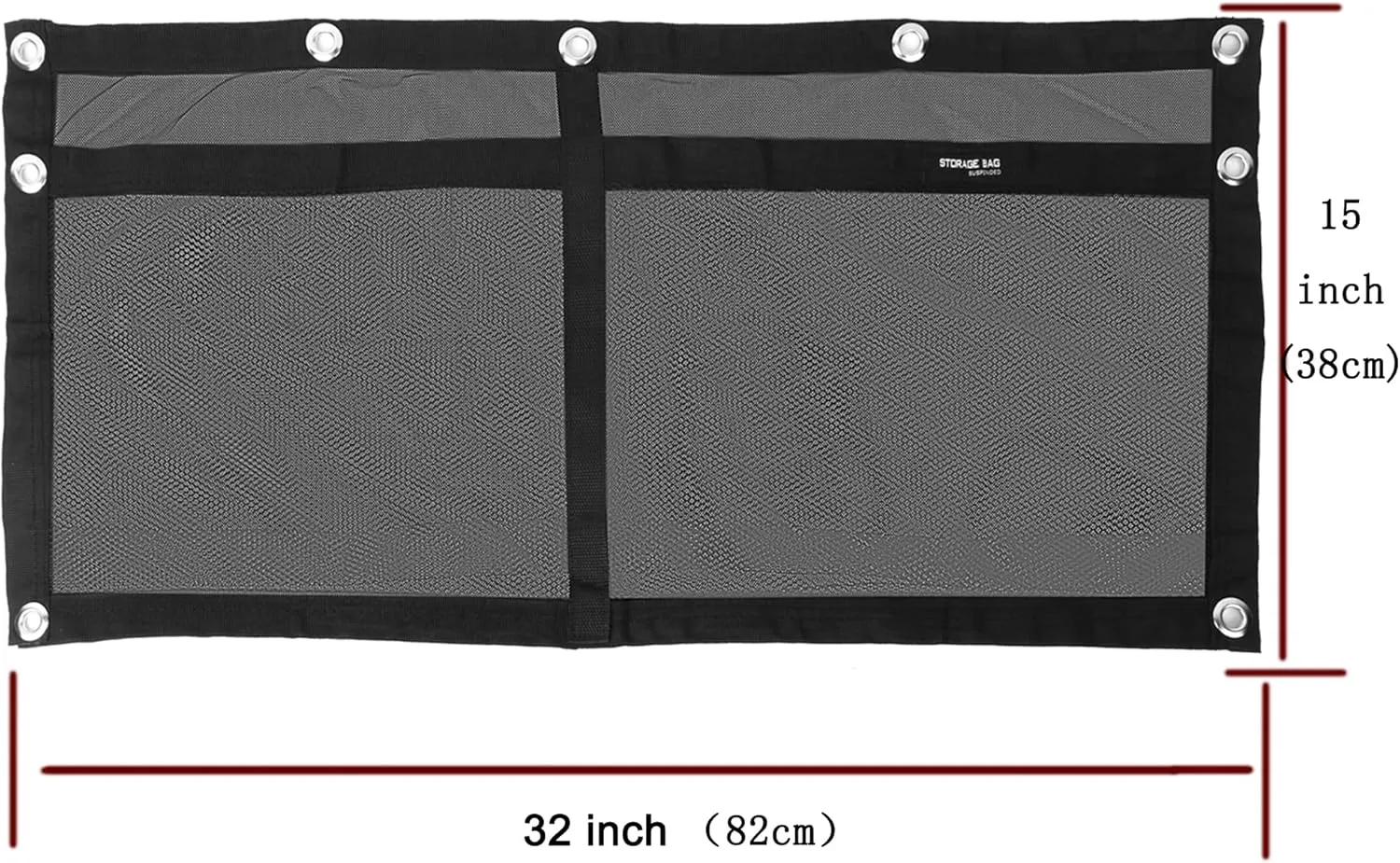 Upgrade Boat Storage Bag,Mesh Suspended Storage Organizer, Cargo Net Pocket Organizer Pouch Bag,Boat,Truck SUV Travel Long Road Trip Camping Interior Accessories with 6 pcs Elastic Ring(32 INCH)