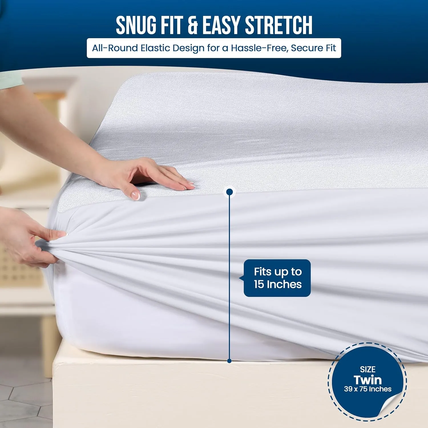 Utopia Bedding Waterproof Mattress Protector Twin Size 2 Pack, 200 GSM Breathable Terry Mattress Cover, Fitted Style with Stretchable Pockets (White)