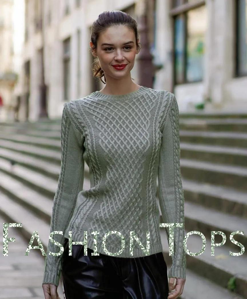 v28 Women Crew Neck Knit Stretchable Elasticity Long Sleeve Sweater Jumper Pullover