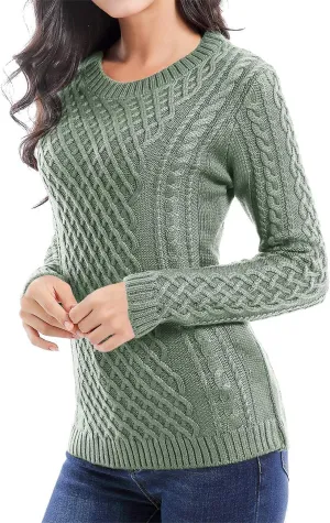 v28 Women Crew Neck Knit Stretchable Elasticity Long Sleeve Sweater Jumper Pullover
