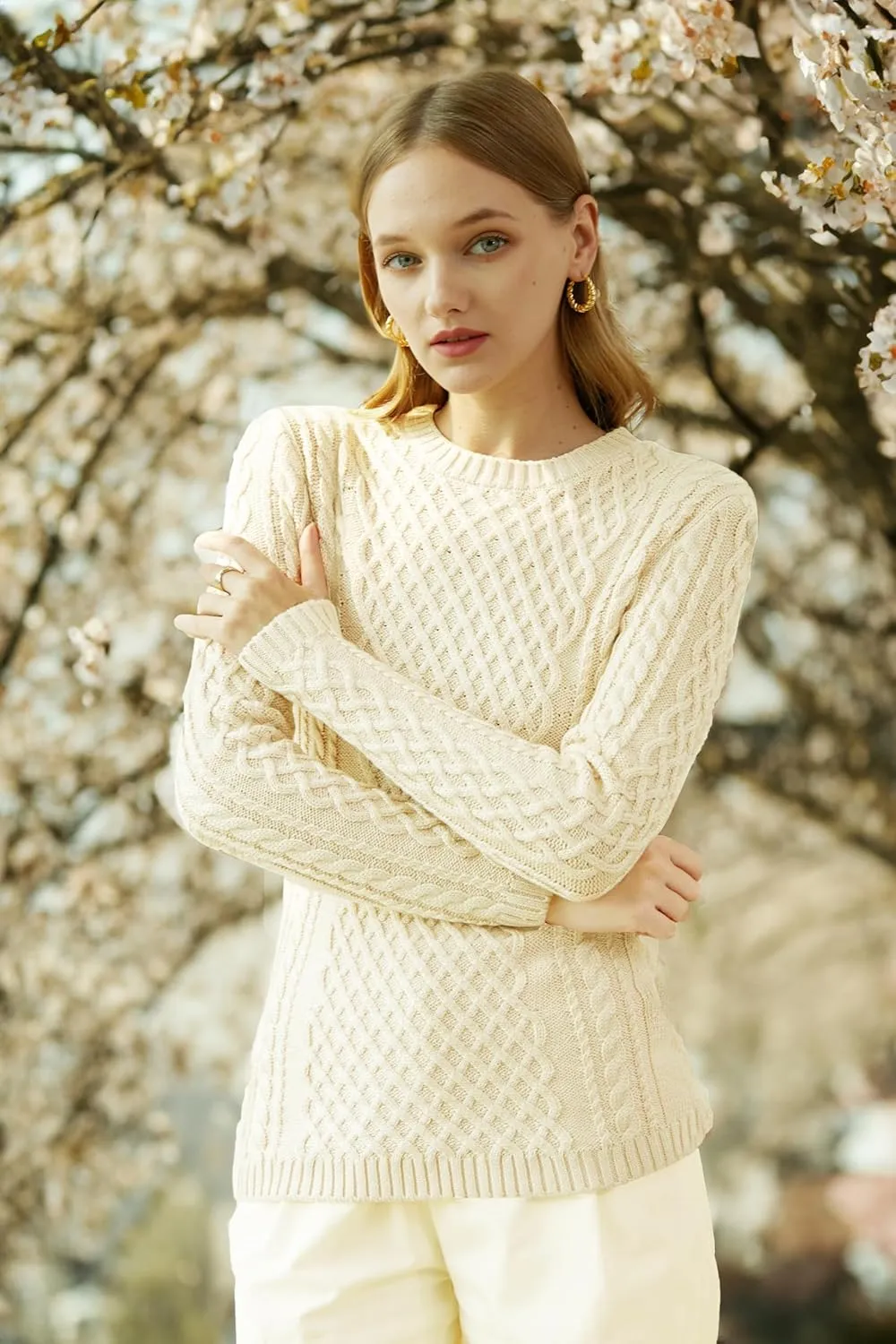 v28 Women Crew Neck Knit Stretchable Elasticity Long Sleeve Sweater Jumper Pullover
