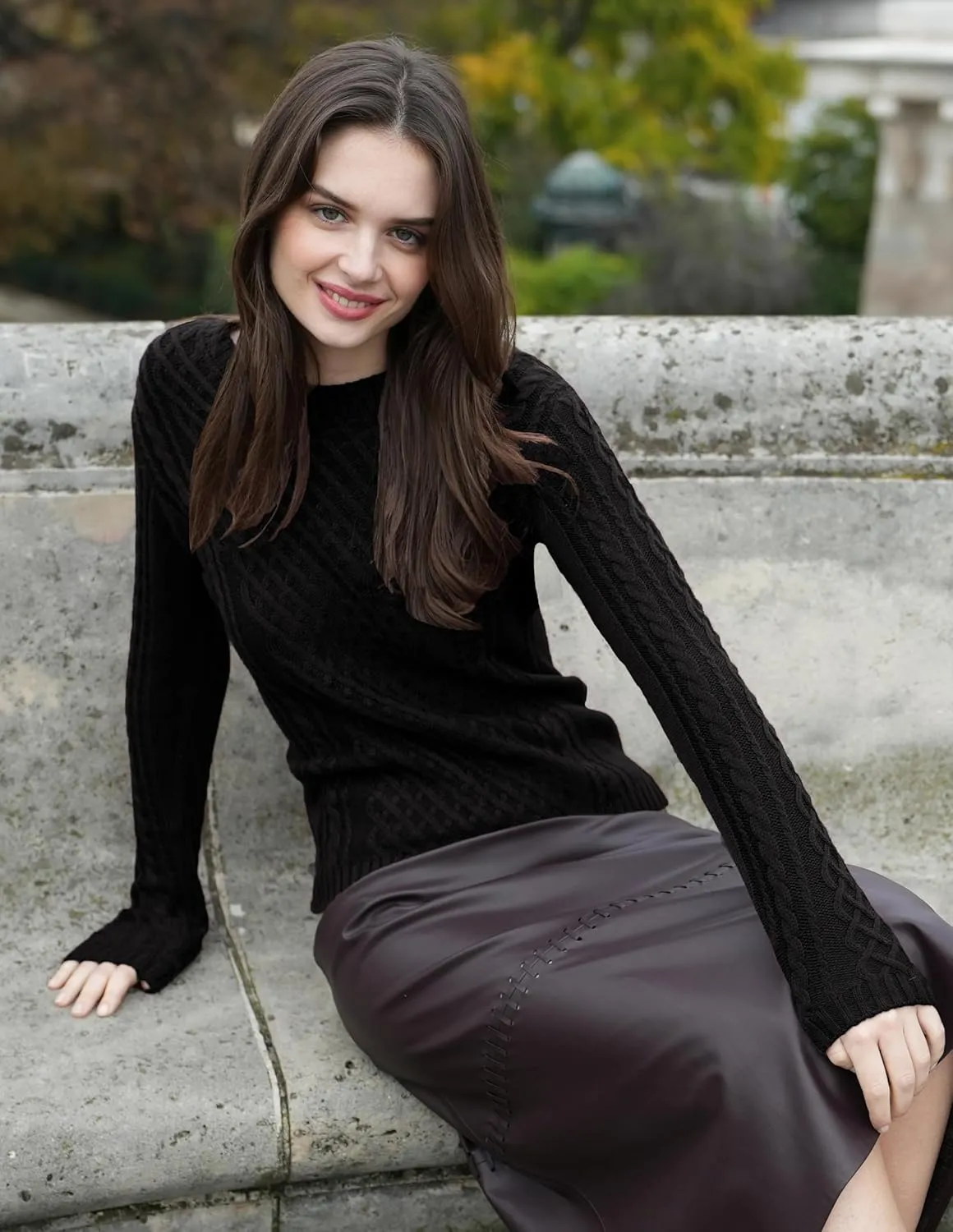 v28 Women Crew Neck Knit Stretchable Elasticity Long Sleeve Sweater Jumper Pullover