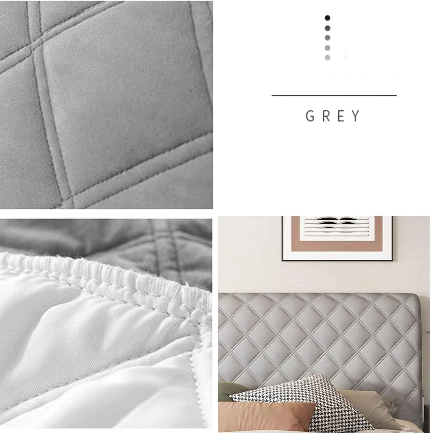 Velvet Bed Headboard Cover Twin Full Queen King Size Headboard Slipcover Dustproof Headboard Padding Protector Cover (Beige,Twin:100cm/39in)