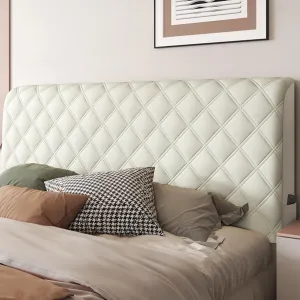 Velvet Bed Headboard Cover Twin Full Queen King Size Headboard Slipcover Dustproof Headboard Padding Protector Cover (Beige,Twin:100cm/39in)