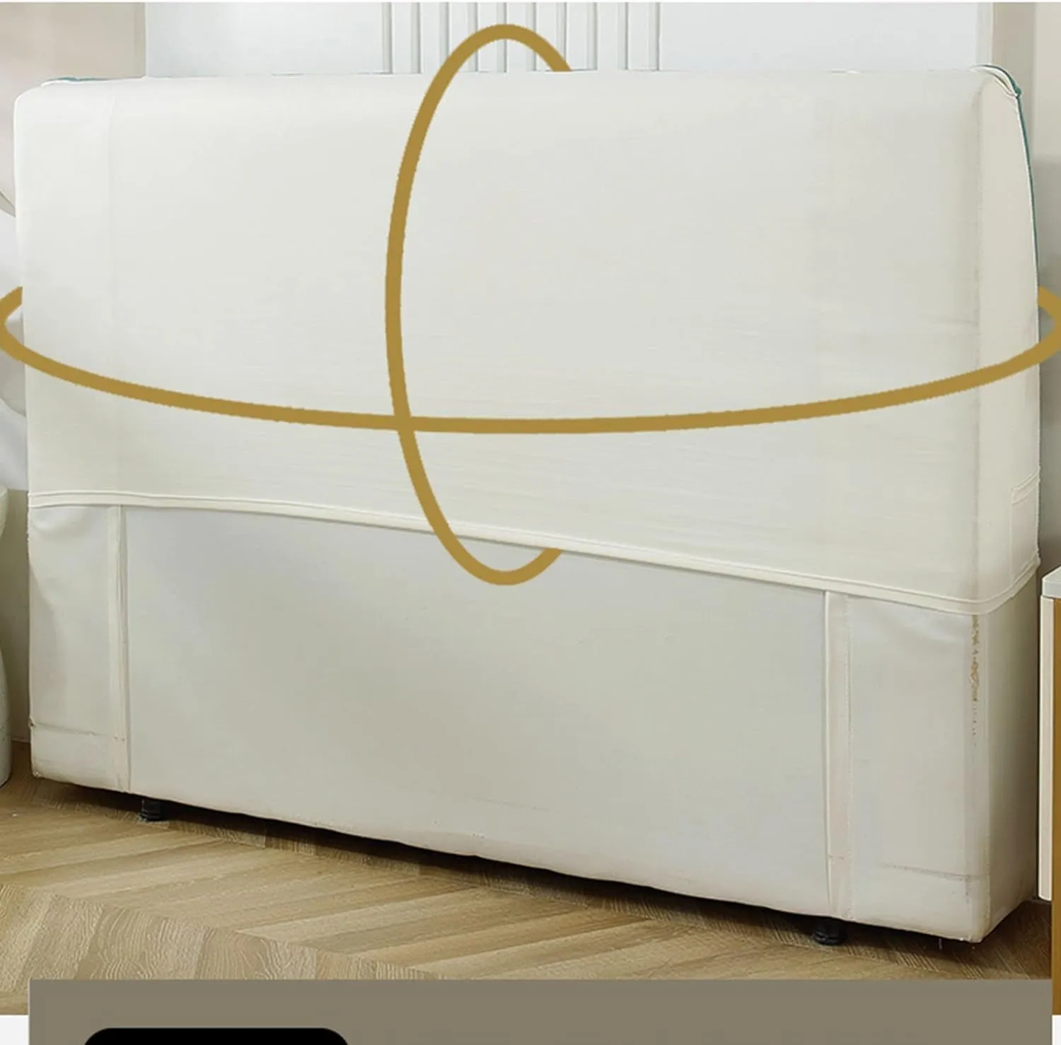 Velvet Bed Headboard Cover Twin Full Queen King Size Headboard Slipcover Dustproof Headboard Padding Protector Cover (Beige,Twin:100cm/39in)