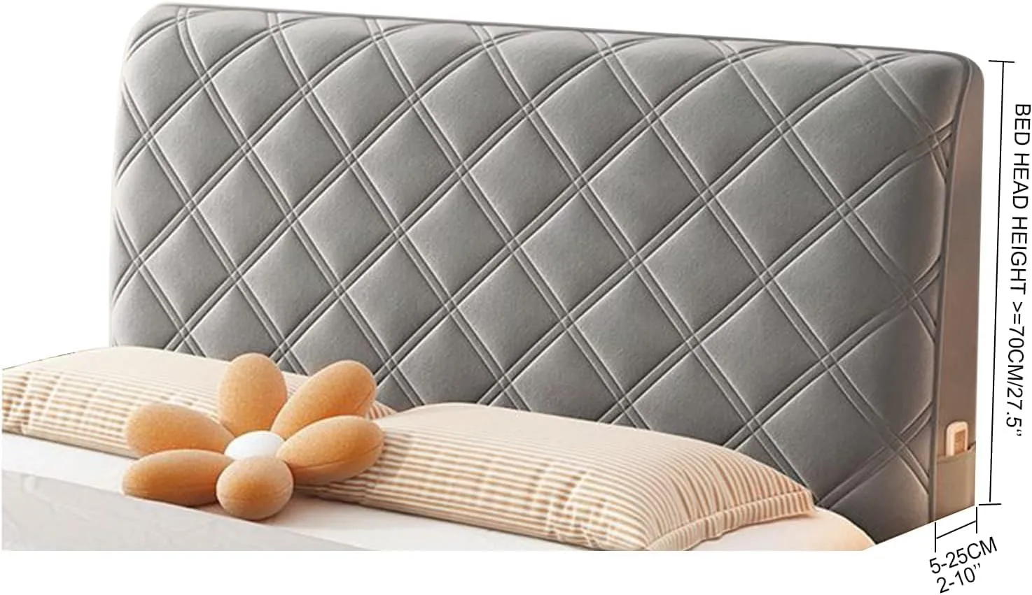 Velvet Bed Headboard Cover Twin Full Queen King Size Headboard Slipcover Dustproof Headboard Padding Protector Cover (Beige,Twin:100cm/39in)