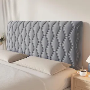 Velvet Bed Headboard Cover Twin Full Queen King Size, Quilted Bed Headboard Slipcover Thicken Dustproof Headboard Protector Cover for Dormitory Bedroom Decor (Grey,King:200cm/79in)
