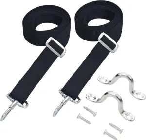 'vidaXL Bimini Top Straps 2 Pack- Adjustable, UV, and Corrosion-Resistant 100% Polyester Boat Canopy Straps with Stainless Steel Clips for All Boat Sizes