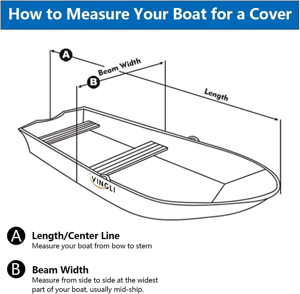 VINGLI Boat Covers 17-19ft Heavy Duty 600D Polyester Waterproof UV Resistant Marine Grade, Durable and Tear Proof, Tri-Hull Fishing Ski Pro-Style Bass Boats - Blue