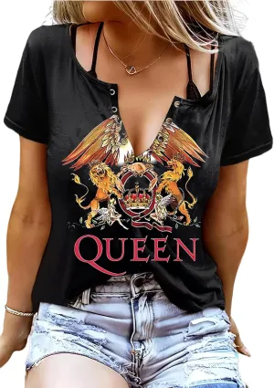 Vintage Rock and Roll T Shirts for Women Casual Country Music Tshirts Funny Summer Rock Band Concert Shirt Top