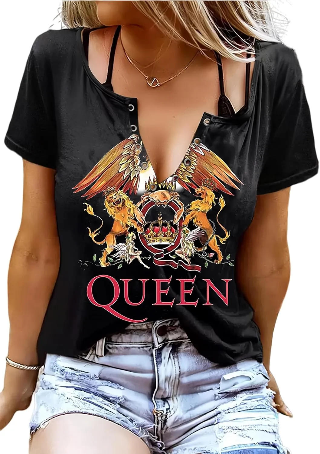 Vintage Rock and Roll T Shirts for Women Casual Country Music Tshirts Funny Summer Rock Band Concert Shirt Top