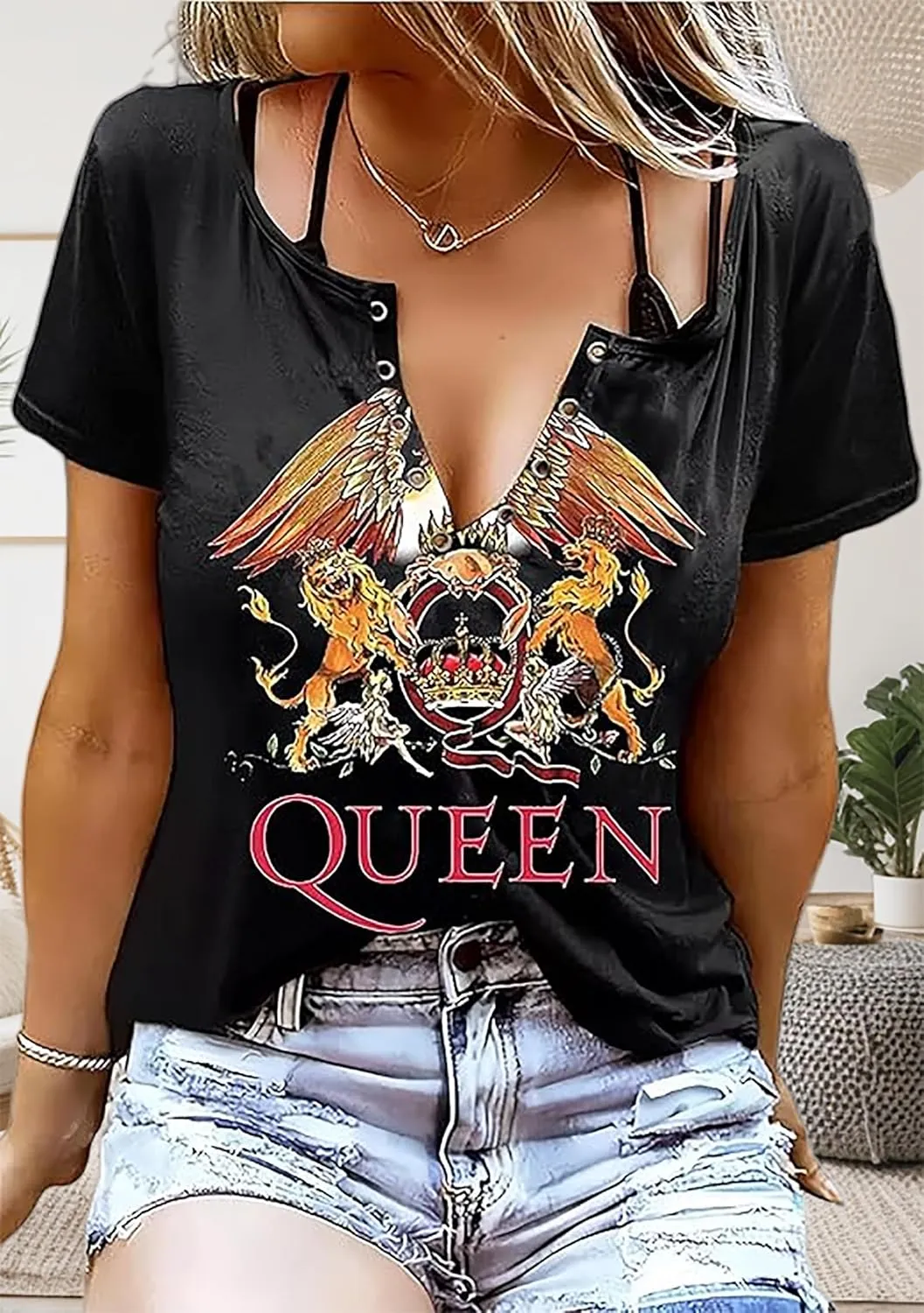 Vintage Rock and Roll T Shirts for Women Casual Country Music Tshirts Funny Summer Rock Band Concert Shirt Top