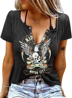 Vintage Rock and Roll T Shirts for Women Casual Country Music Tshirts Funny Summer Rock Band Concert Shirt Top