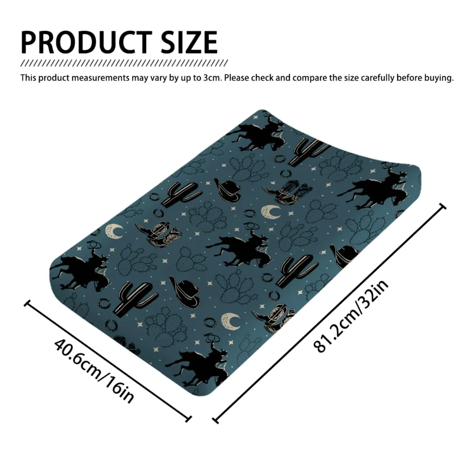 Vintage Western Cowboy Baby Changing Pad Covers Cowboy Horse Boots Hat Cactus Moon Baby Diaper Changing Table Sheets for Boys Wild Plants Soft Breathable Stretchy Nursery Change Table Mats 32''x16''