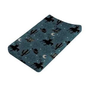 Vintage Western Cowboy Baby Changing Pad Covers Cowboy Horse Boots Hat Cactus Moon Baby Diaper Changing Table Sheets for Boys Wild Plants Soft Breathable Stretchy Nursery Change Table Mats 32''x16''