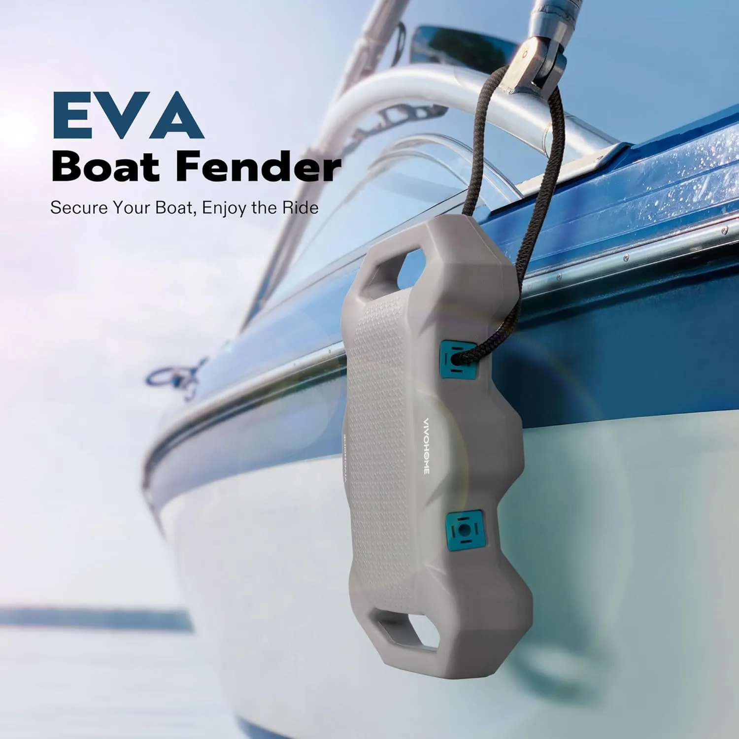 VIVOHOME EVA Boat Fenders for Docking, Boat Bumpers with Nylon Rope, and Fixed Lock Fit for Yachts, Sailing Dinghies, Bass Boats
