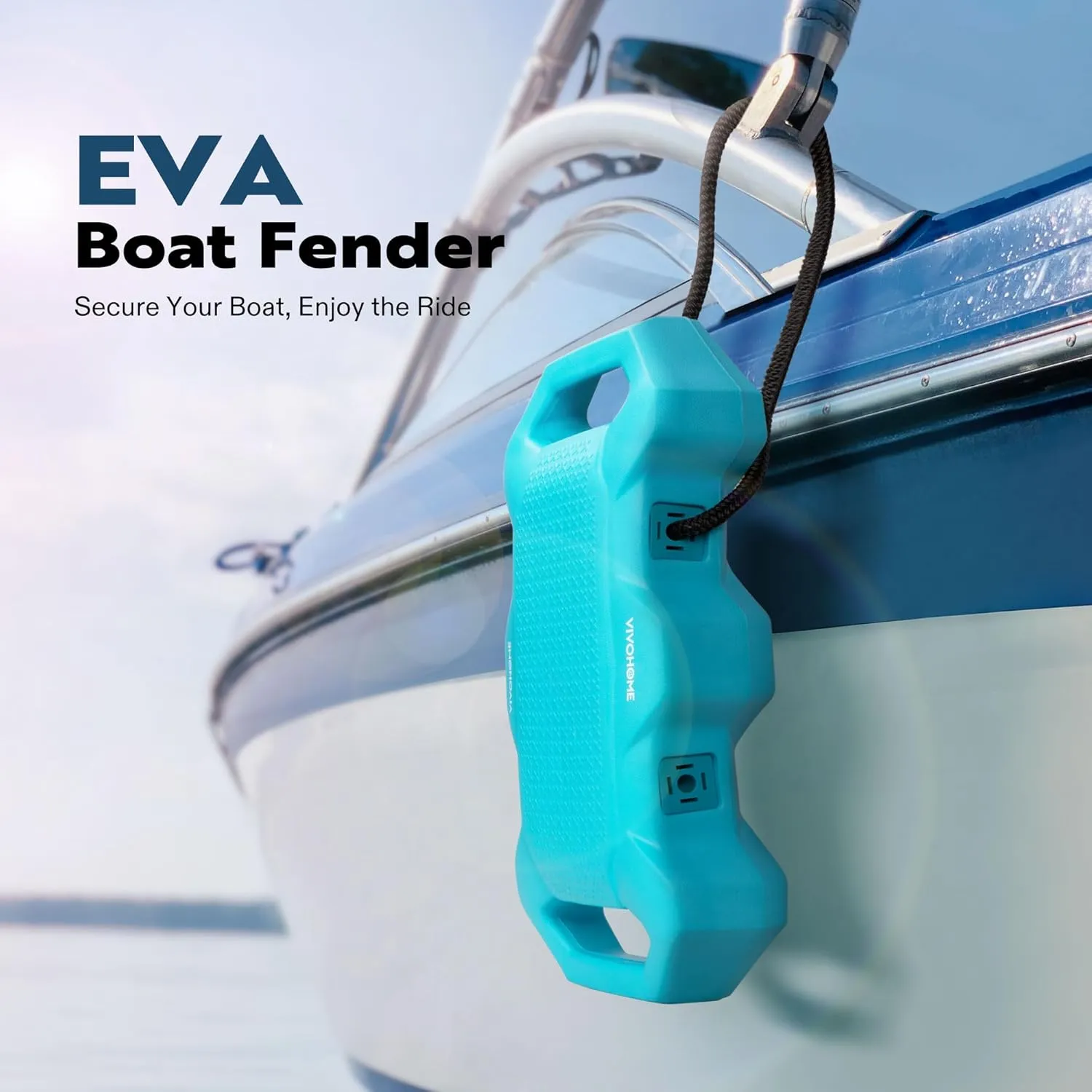 VIVOHOME EVA Boat Fenders for Docking, Boat Bumpers with Nylon Rope, and Fixed Lock Fit for Yachts, Sailing Dinghies, Bass Boats