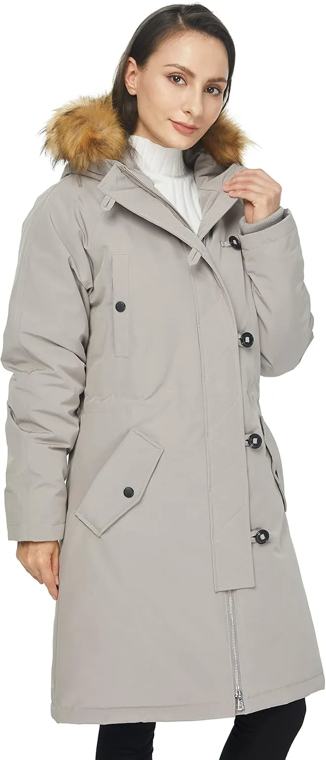 WenVen Women's Winter Waterproof Thicken Puffer Jacket Parka Coat with Fur Hood