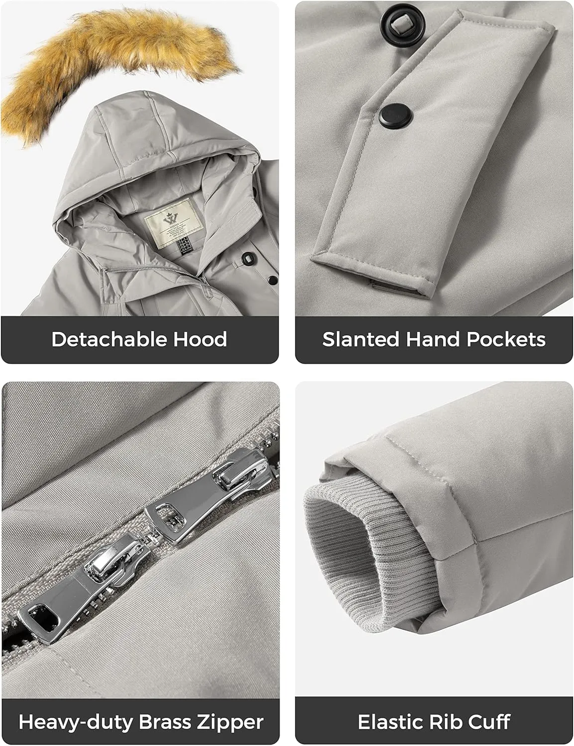 WenVen Women's Winter Waterproof Thicken Puffer Jacket Parka Coat with Fur Hood