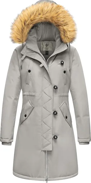 WenVen Women's Winter Waterproof Thicken Puffer Jacket Parka Coat with Fur Hood