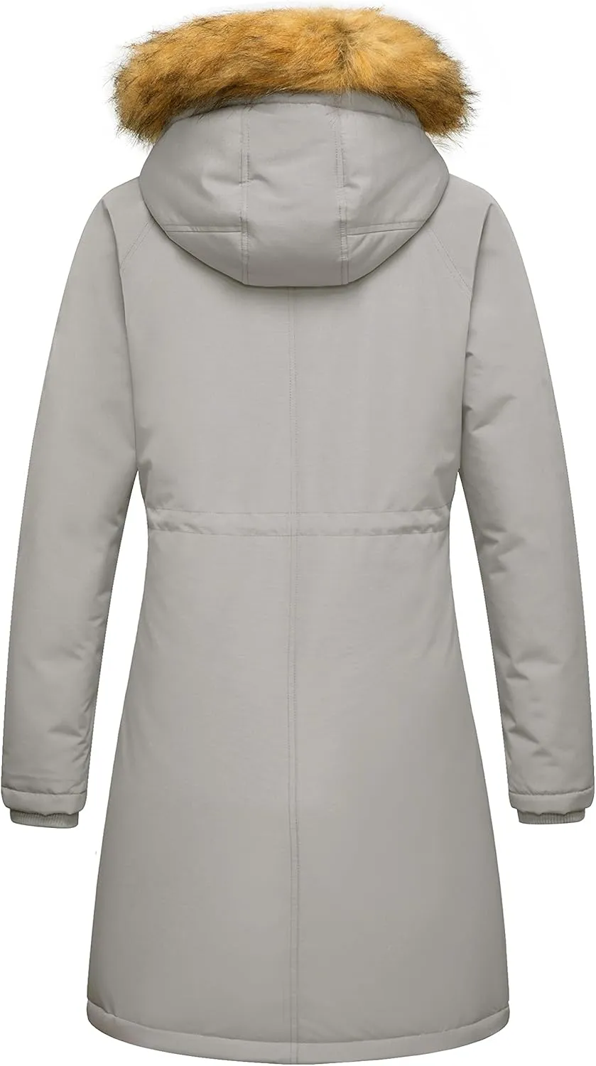 WenVen Women's Winter Waterproof Thicken Puffer Jacket Parka Coat with Fur Hood