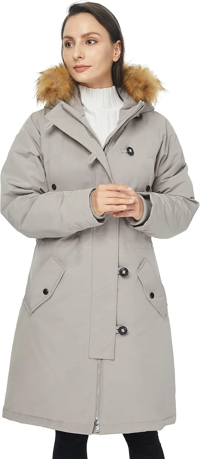 WenVen Women's Winter Waterproof Thicken Puffer Jacket Parka Coat with Fur Hood