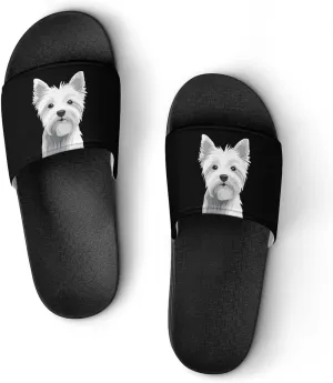 West Highland Terrier Dog Puppy Shower Sandals Home Slippers Non-Slip Quick Drying Beach Bathroom Slipper