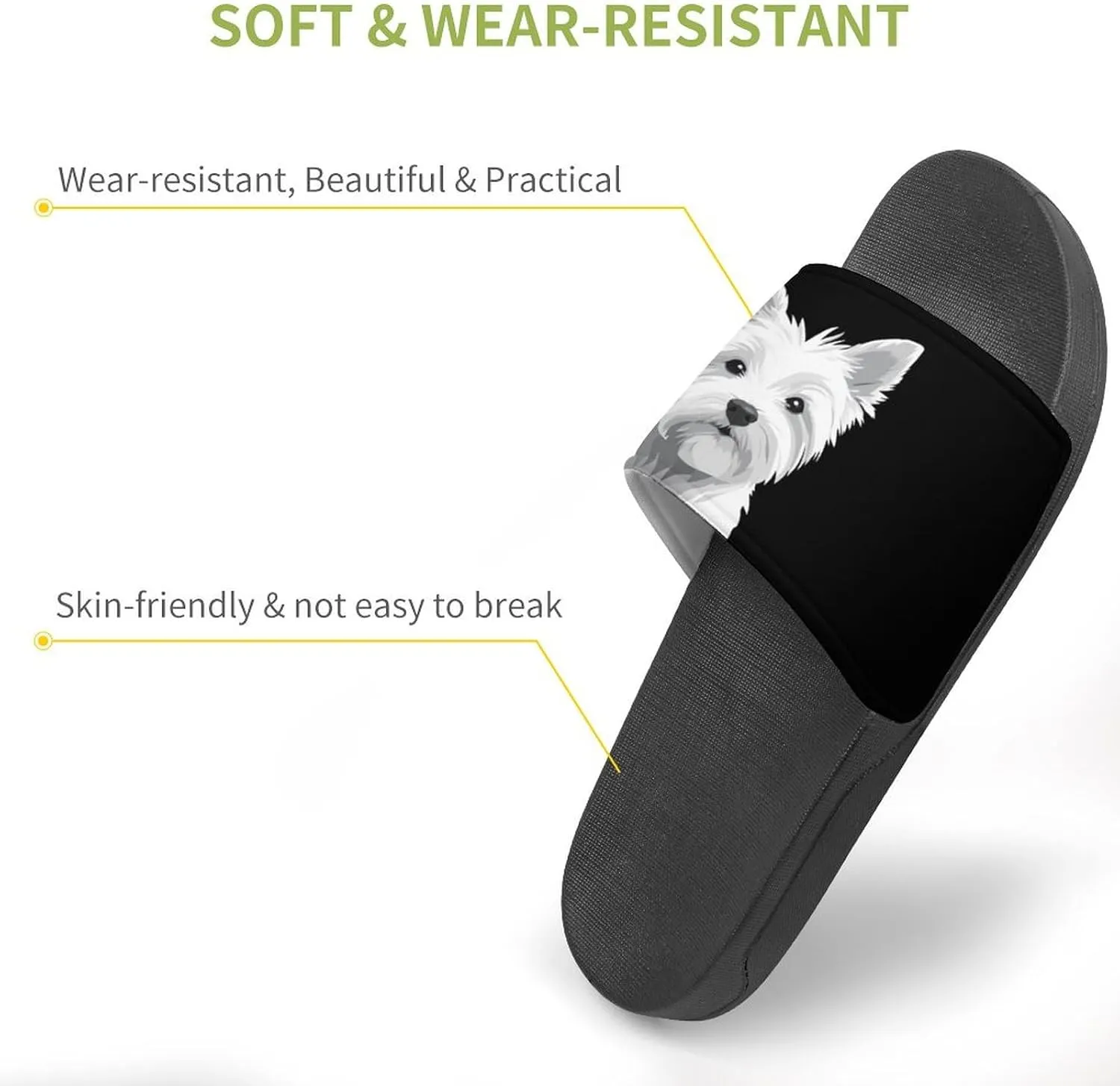 West Highland Terrier Dog Puppy Shower Sandals Home Slippers Non-Slip Quick Drying Beach Bathroom Slipper