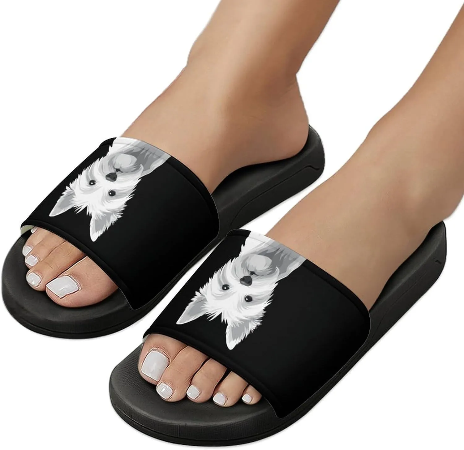 West Highland Terrier Dog Puppy Shower Sandals Home Slippers Non-Slip Quick Drying Beach Bathroom Slipper