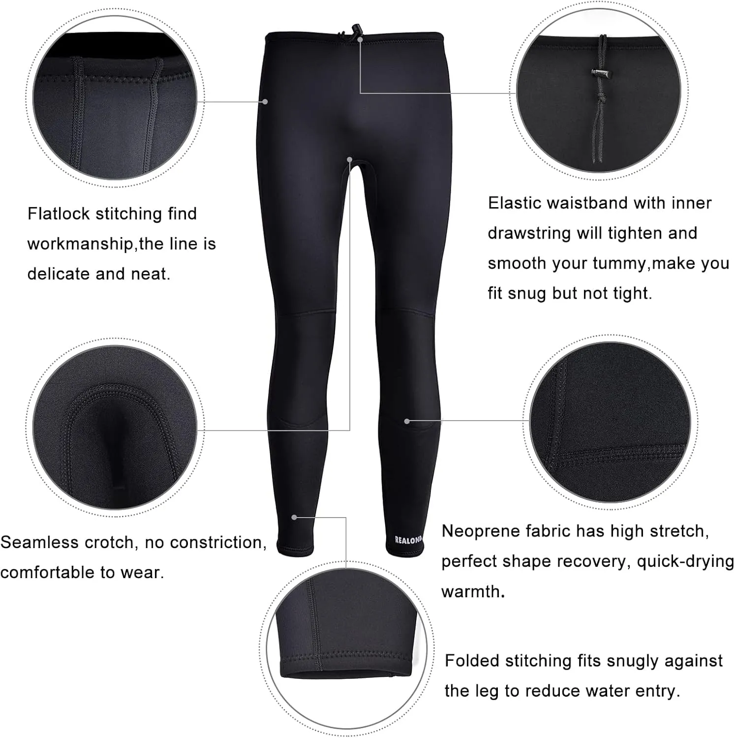 Wetsuit Pants Men Womens Wet Suits Swim Tights 3mm Neoprene Swimming Leggings 2mm Long Diving Surfing Kayak Pant Keep Warm for Workout Scuba Snorkeling Canoeing Water Sports