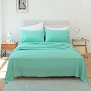 Whitney Home Textile Twin Size Sheet Set - Luxury Soft Comfy Bed Sheets, Breathable Cooling Hotel Bedding for Women, Men, Teens, Extra Deep Pocket, Easy-Fit, Oeko-Tex, Wrinkle Free 3 Piece - Aqua