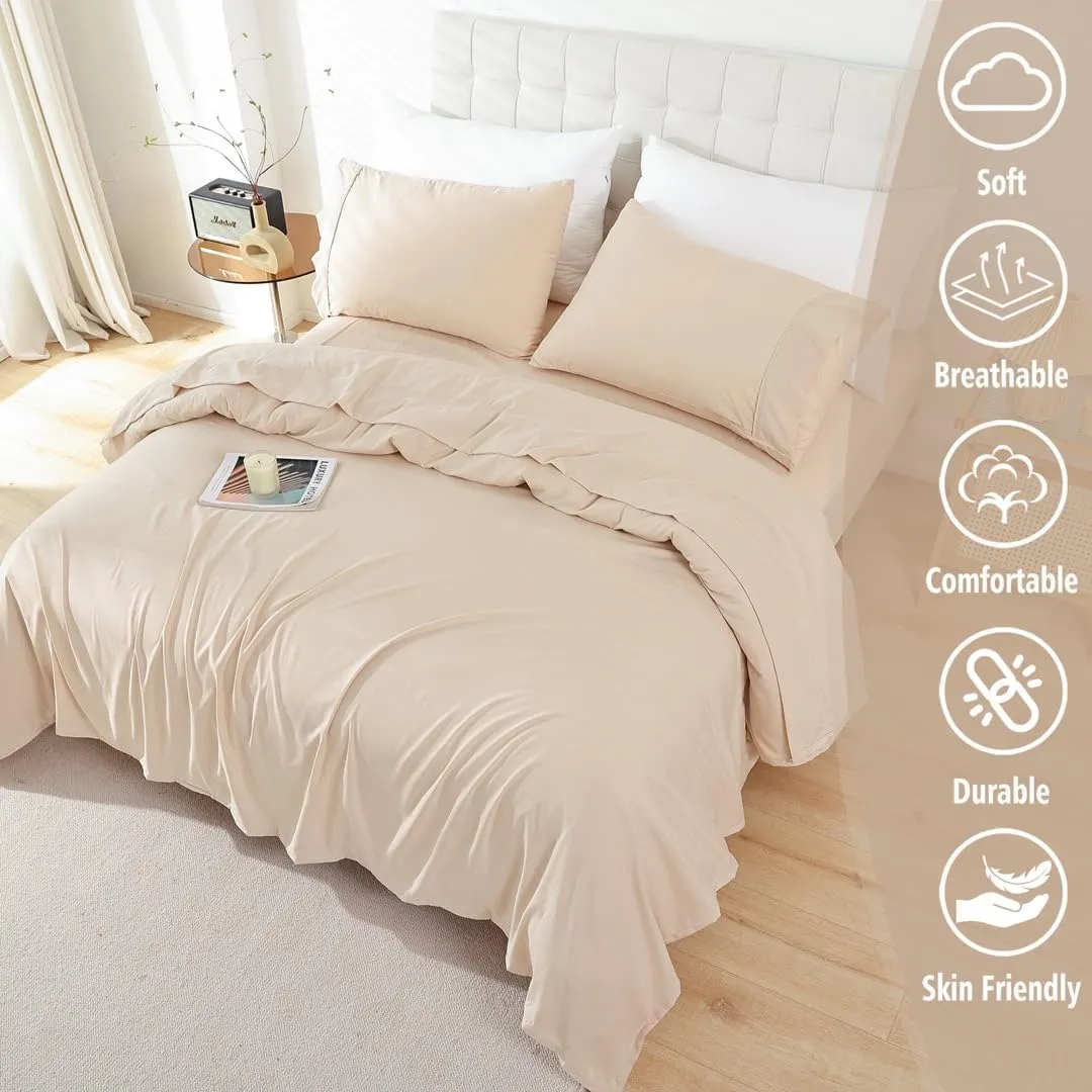 Whitney Home Textile Twin Size Sheet Set - Luxury Soft Comfy Bed Sheets, Breathable Cooling Hotel Bedding for Women, Men, Teens, Extra Deep Pocket, Easy-Fit, Oeko-Tex, Wrinkle Free 3 Piece - Cream