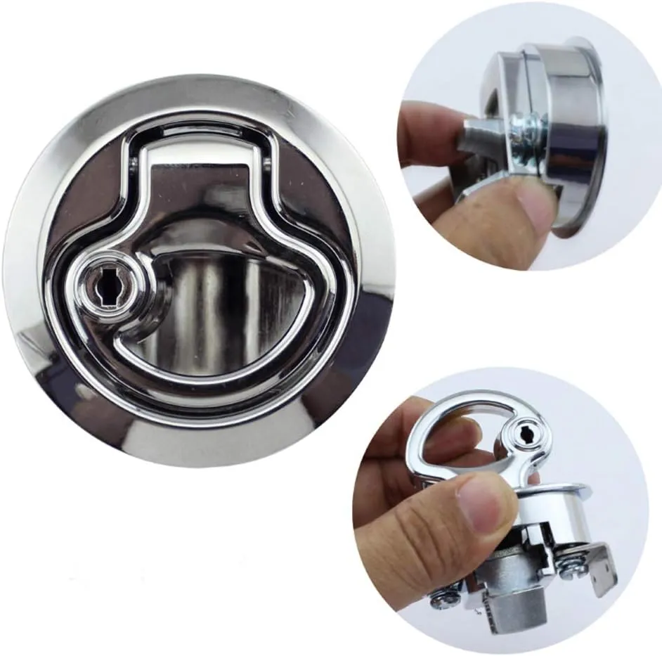 WJSKDQ Boat Latches Flush Pull Slam Latch for Boat Boor Latches Handle Keyed Lock Locking Style Silver/Black 2pcs/4pcs