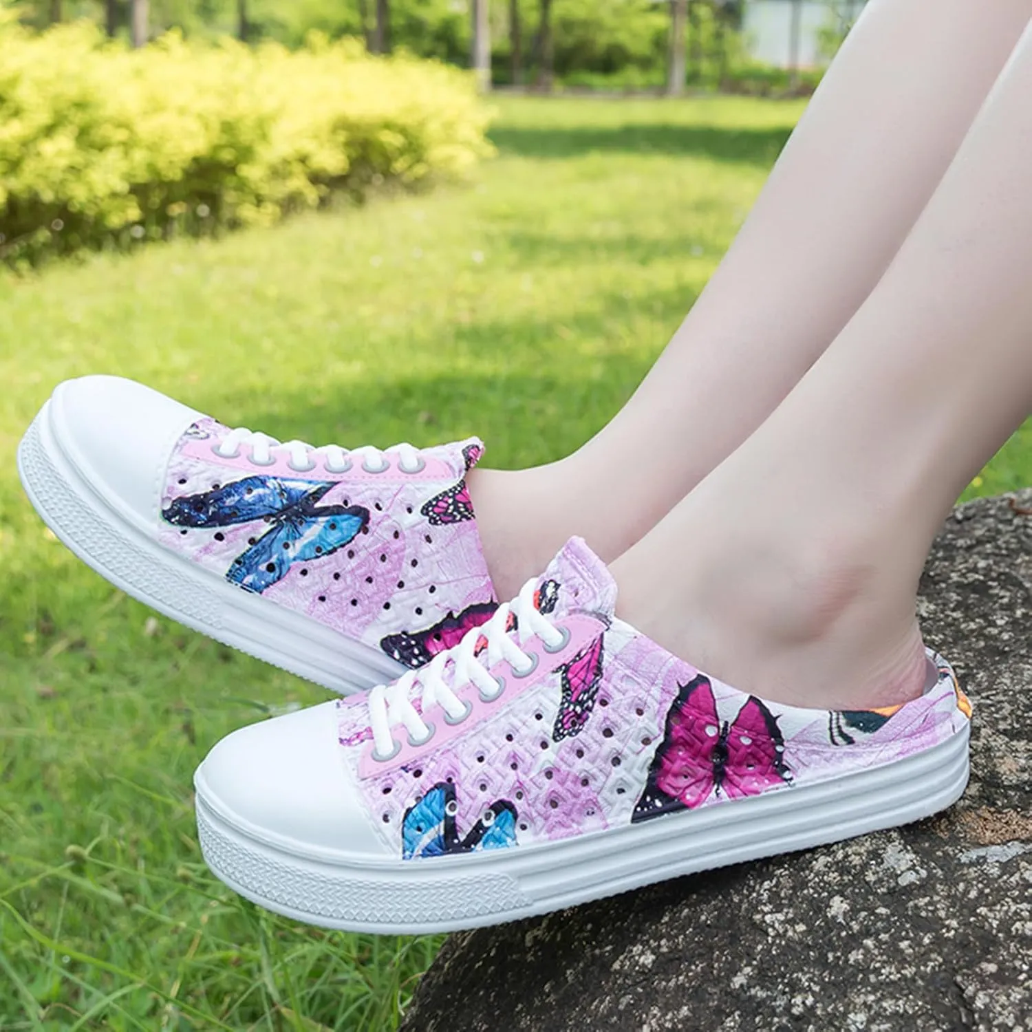 Women Garden Clog Shoes Mesh Hole Breathable Slippers Summer Indoor/Outdoor Beach Sandals Shower Footwear Water Shoes
