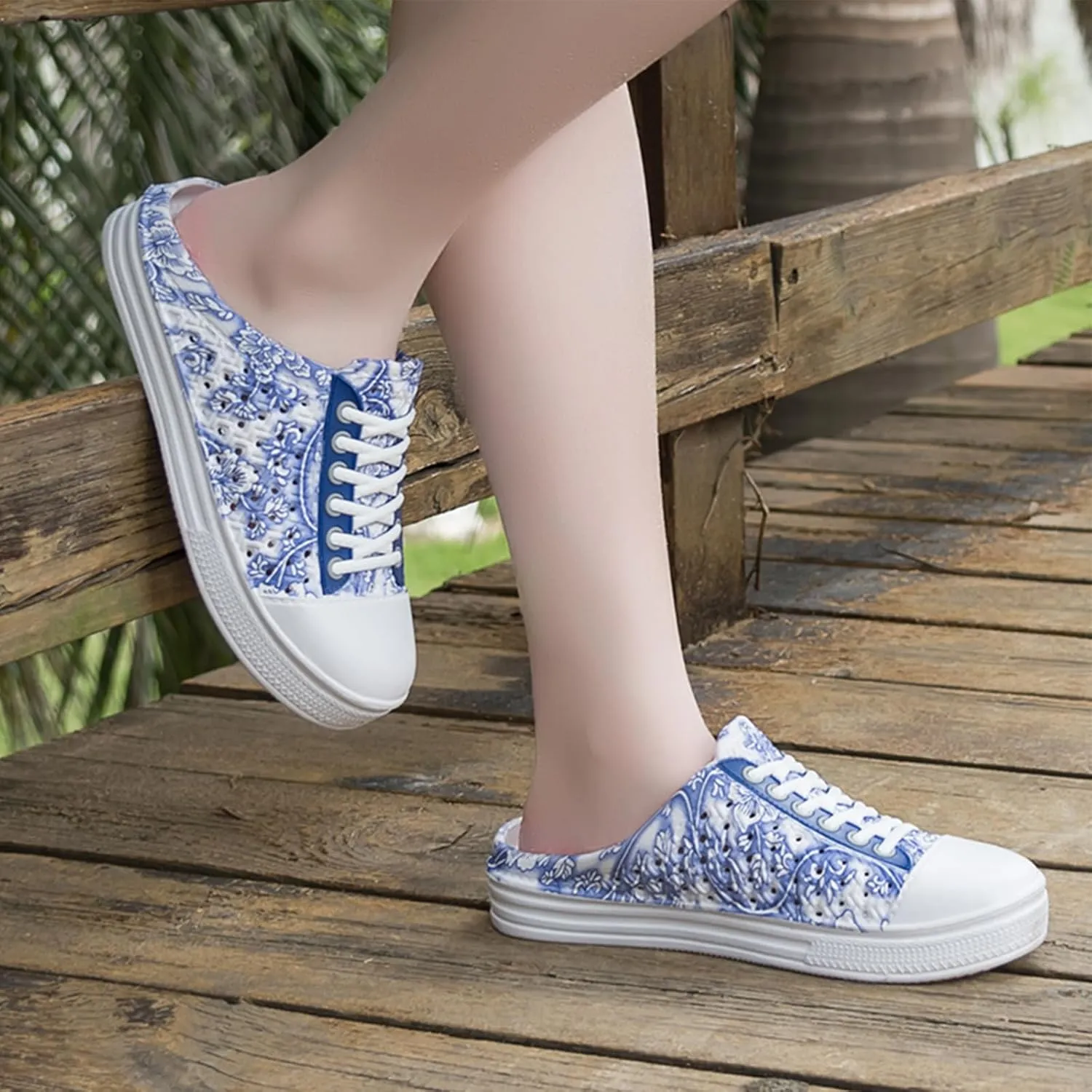 Women Garden Clog Shoes Mesh Hole Breathable Slippers Summer Indoor/Outdoor Beach Sandals Shower Footwear Water Shoes