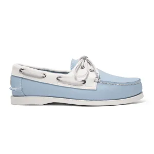 Women's 2 Eyelet LE Boat Shoe: Lt Blue/White