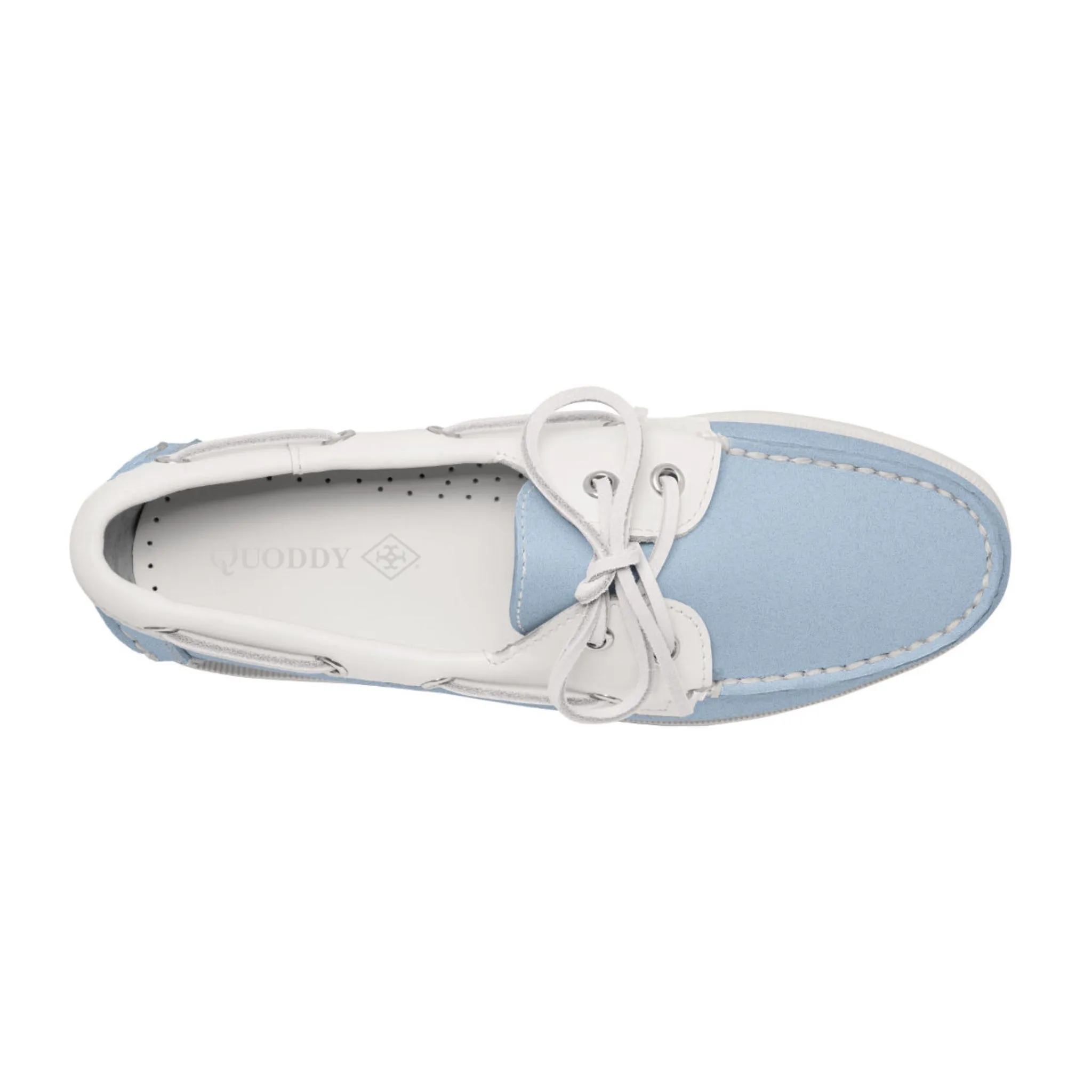 Women's 2 Eyelet LE Boat Shoe: Lt Blue/White