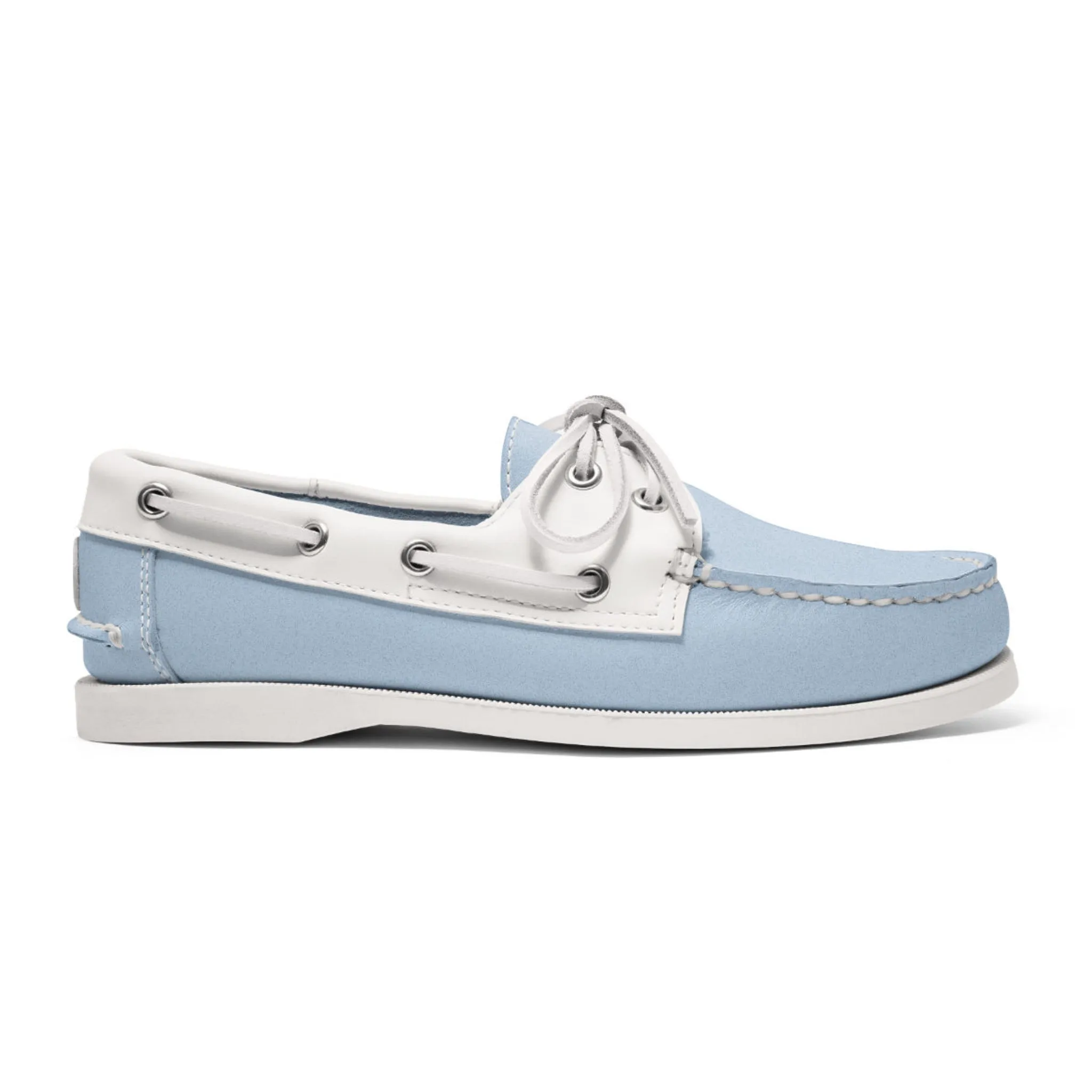 Women's 2 Eyelet LE Boat Shoe: Lt Blue/White