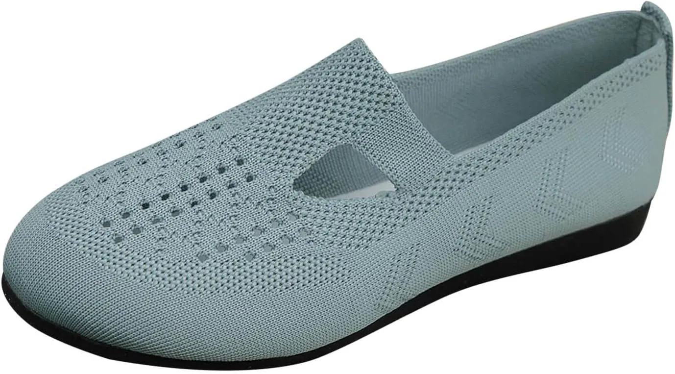 Women's Ballet Flats Soft Knit Lightweight Round Toe Slip On Comfort Ballerina Flat Shoes for Walking