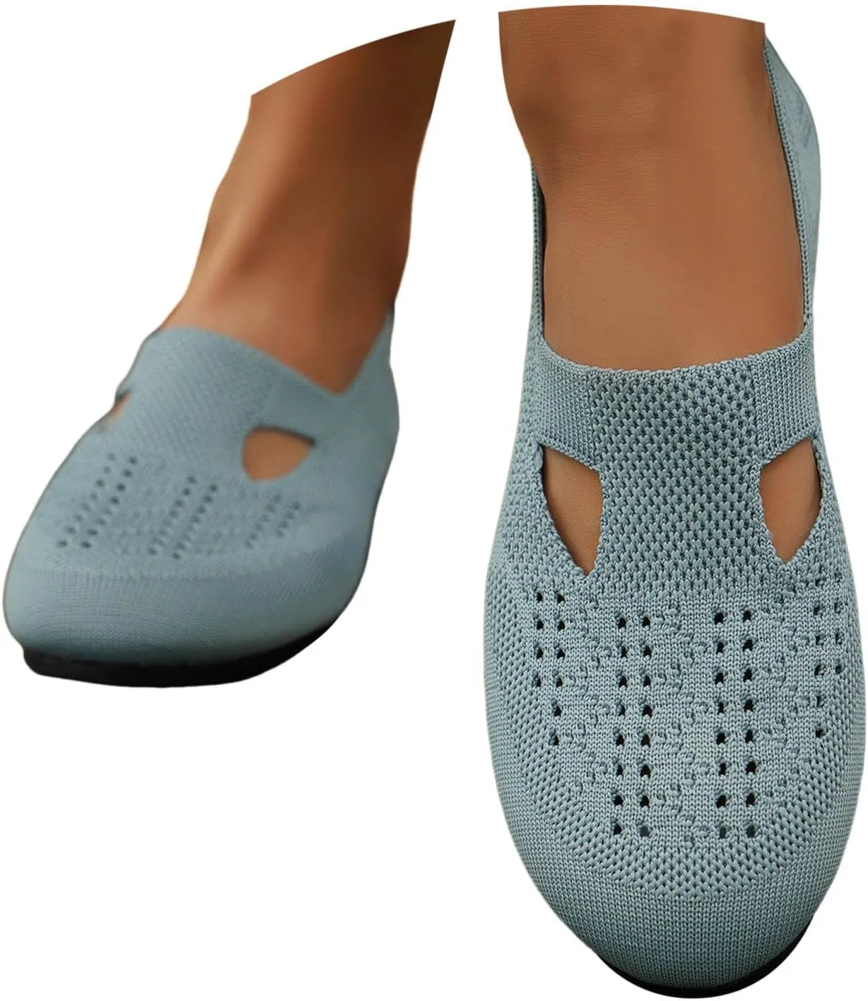 Women's Ballet Flats Soft Knit Lightweight Round Toe Slip On Comfort Ballerina Flat Shoes for Walking
