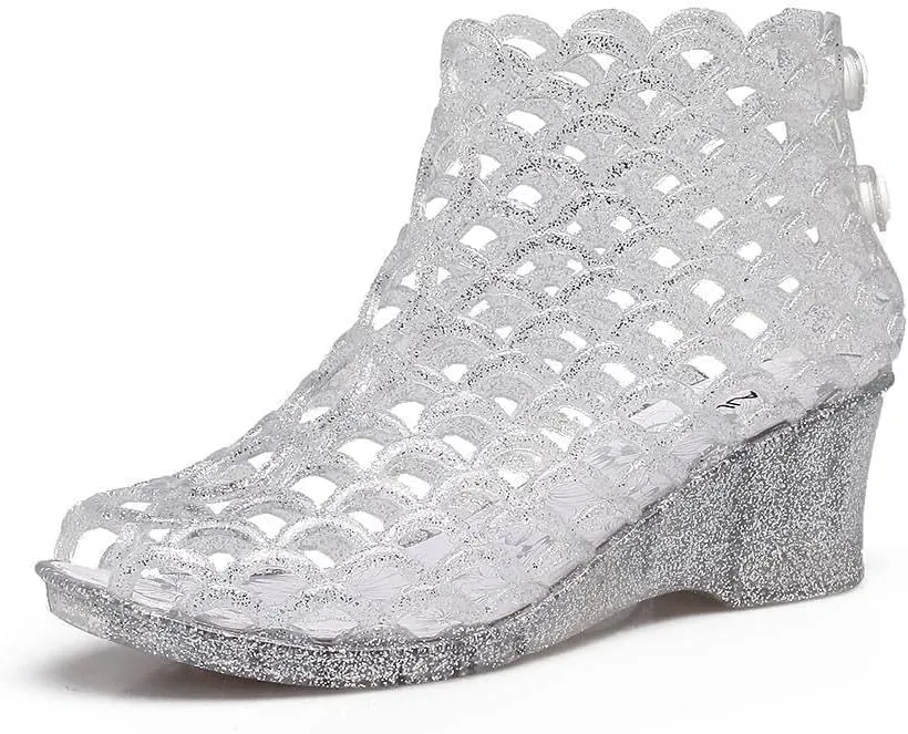 Women's Crystal Jelly High Heel Sandals Summer Beach Hollow Shoes