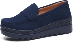 Women's Fashion Thick Sole Suede Orthopedic Loafers Non-Slip Platform Arch Support Lightweight Walking Shoes