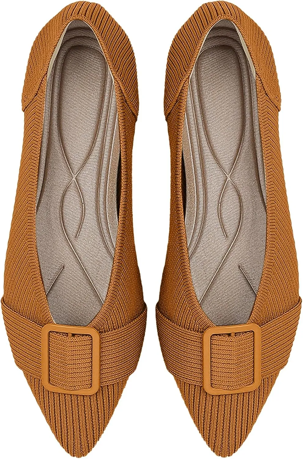 Women's Flats Pointed Toe Knit Ballet Comfortable Casual Dressy Office Shoes Work Flat