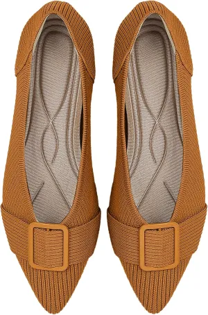 Women's Flats Pointed Toe Knit Ballet Comfortable Casual Dressy Office Shoes Work Flat