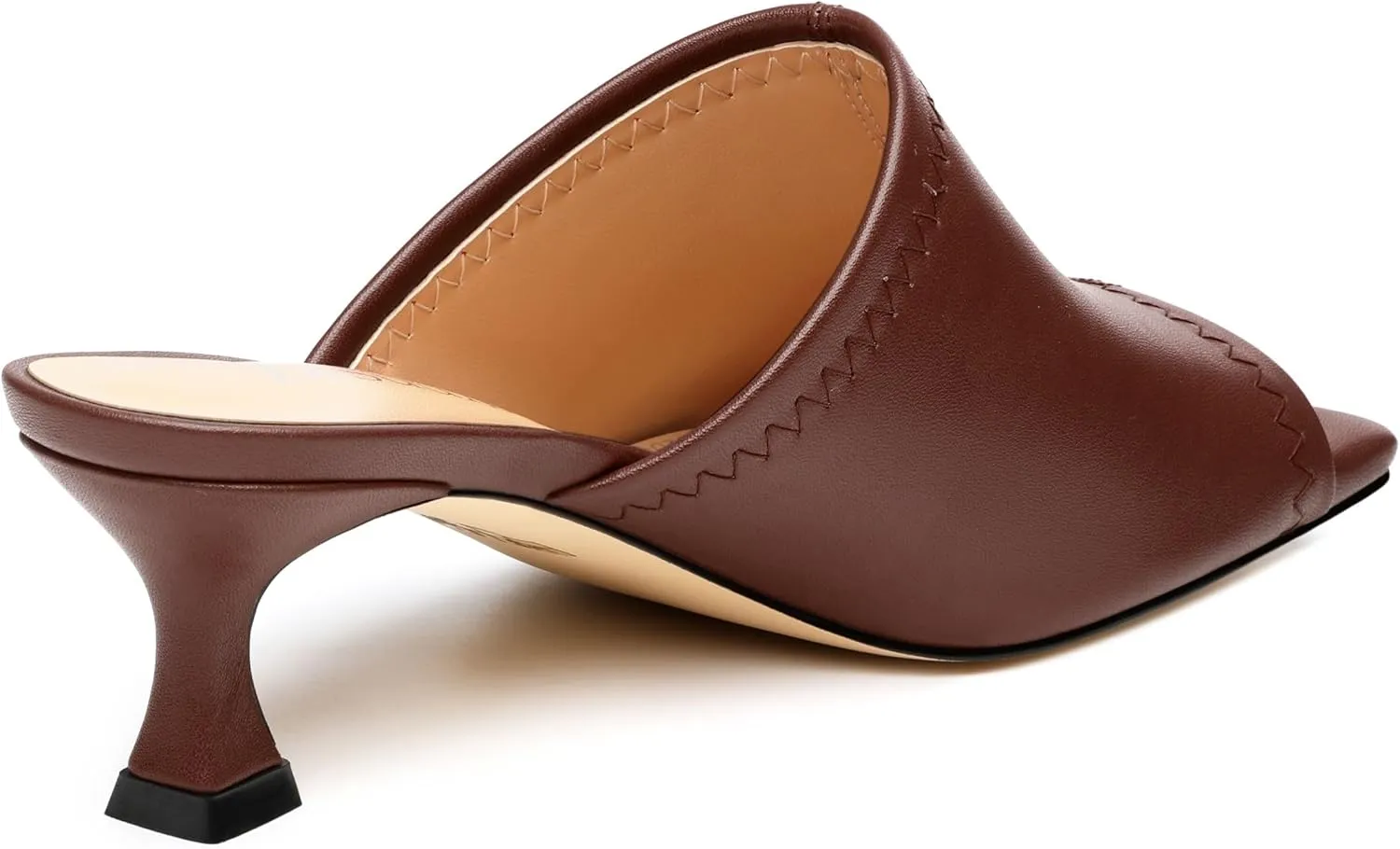 Womens Kitten Heel Open Square Toe Slip-on Sandals Casual Fashion Dress Summer Mules Shoes 2 Inches Heels